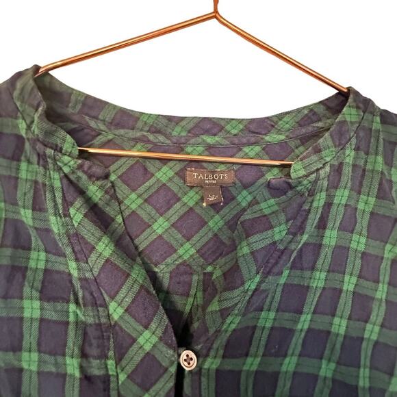 TALBOTS Plaid Checkered Long Sleeve Blouse Top Size large petite - Picture 5 of 9